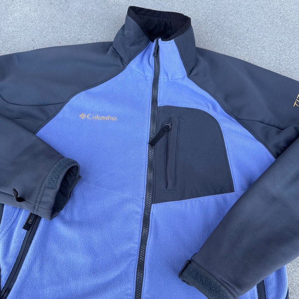Columbia Titanium Tech Fleece Softshell Jacket Blue Gray Full Zip Women Small